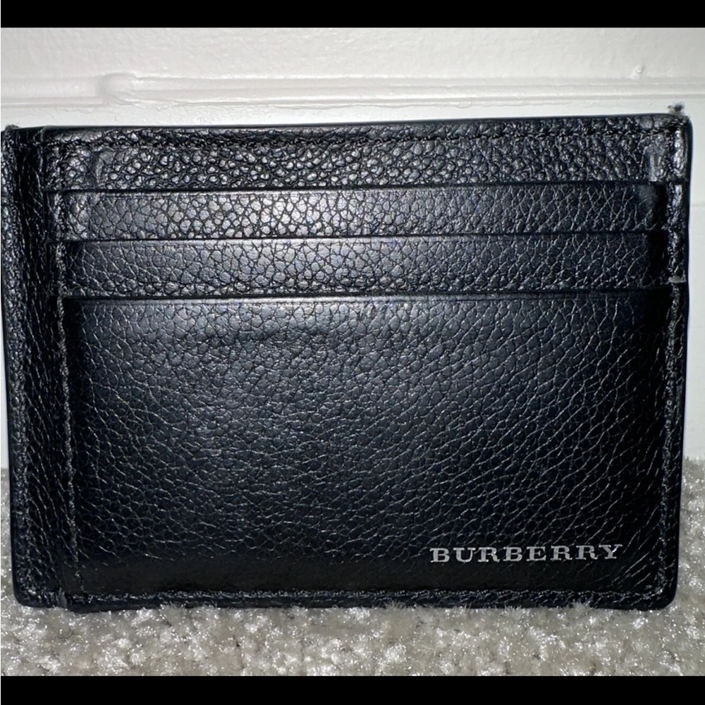 Burberry Black Textured Leather Card Holder unisex